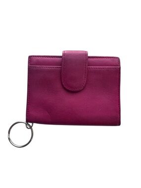 Buxton Pink Leather Keychain Wallet Card Holder ID Case